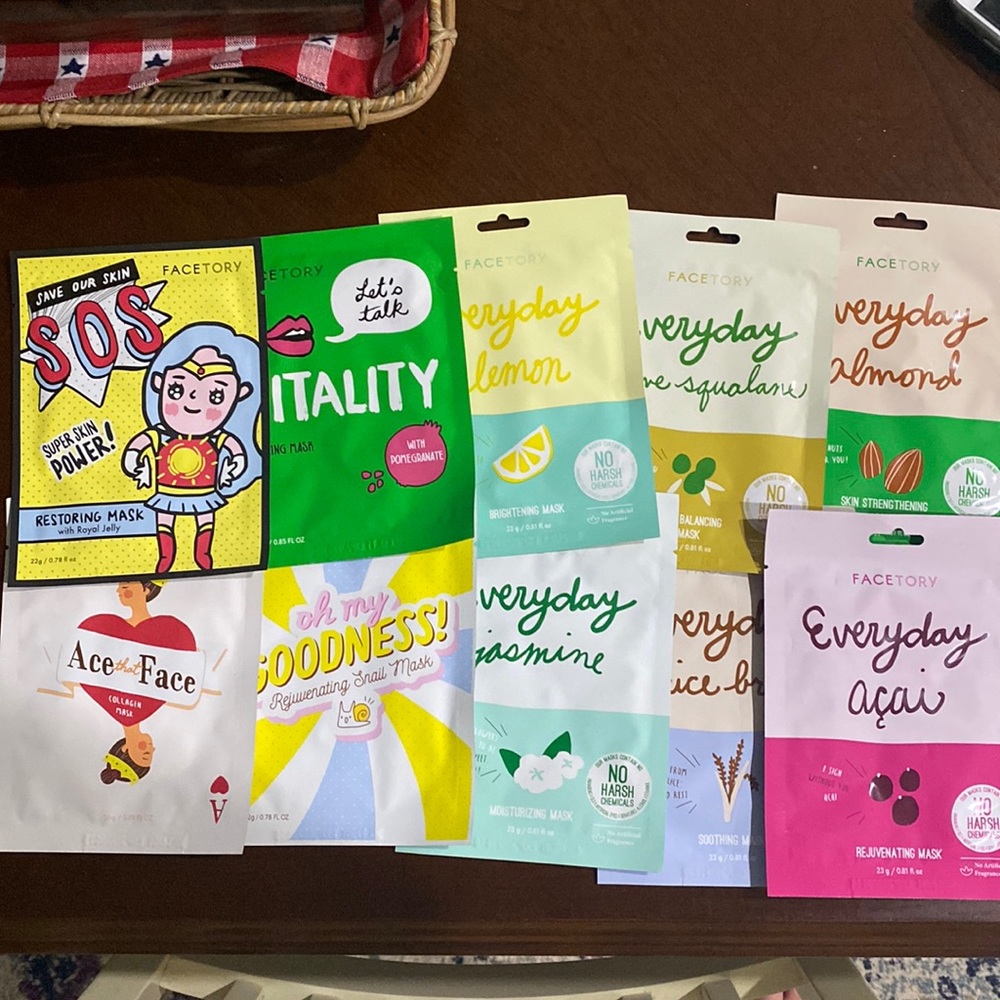 NWT Facetory 10 Set Rejuvenating Face Masks - Brand New